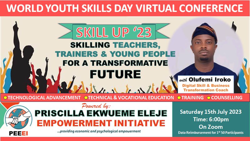 Online training webinar session for 35 youths to celebrate the World Youth Skills Day 2023..